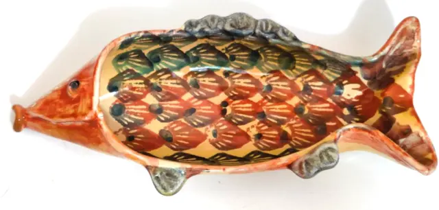 Italica Ars Italy Fish Plate  Dish Hand painted Art Pottery Vintage 12" long