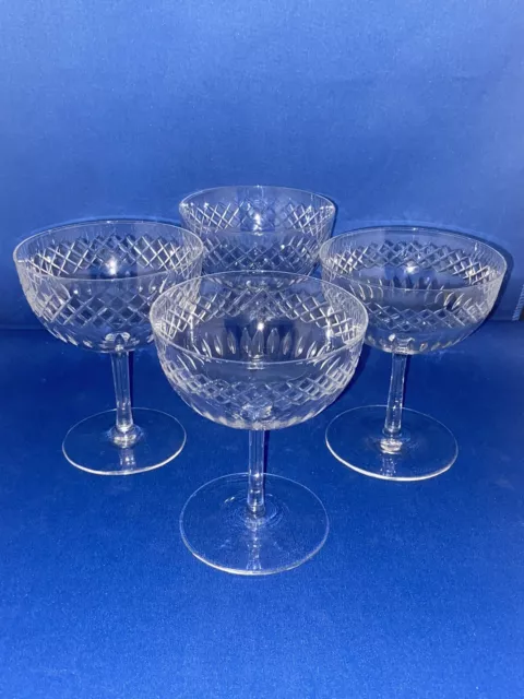 4 X Stunning Vintage Fine Glass Crystal Champagne Saucers