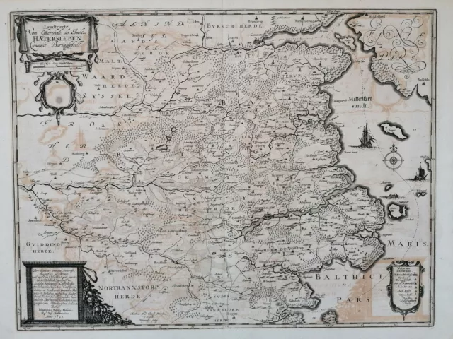 Mejer Original Kupferstich Karte Haderslev Hadersleben Dänemark - 1660 2
