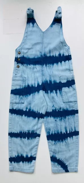 Girls Denim Playsuit Blue Tie Dye Stripe Jumpsuit Dungarees rrp £24 Age 4 to 16 3