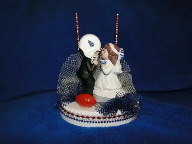 New Handmade Tennesee Titans Kissing Bride & Groom Wedding Cake Top