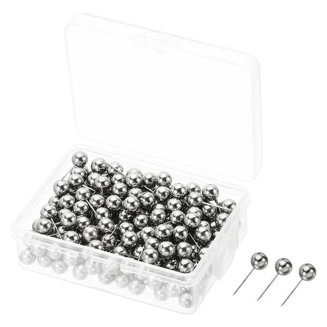 Spingi Perni,200pz Rotondo Testa Mappa Punta Pollice Acciaio Punto,Argento