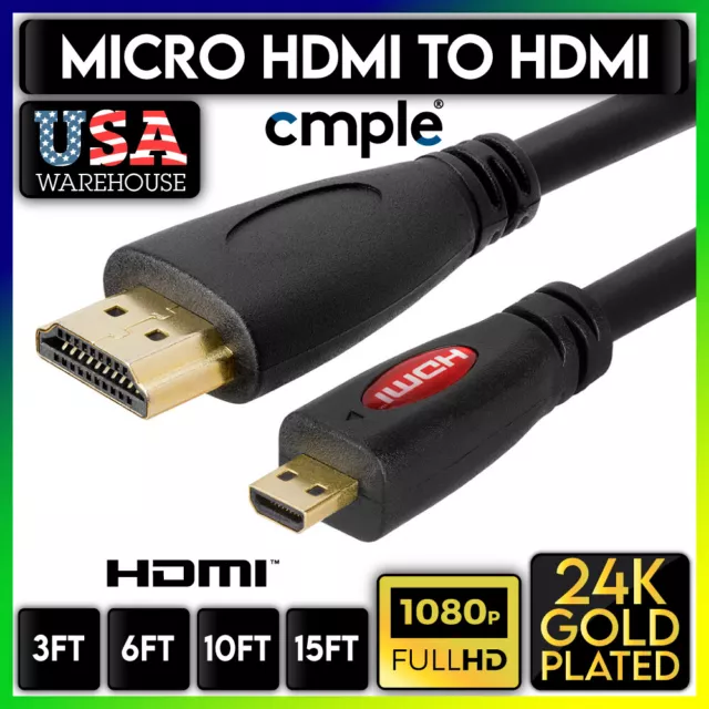 Cable Micro HDMI 1080p Macho Tipo D HDMI Cable ARC HDTV Laptop Tablet GoPro Cámara