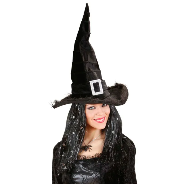 Velluto Cappello da Strega Maga Pan Zucchero Nero Mago Magico Costume Accessorio