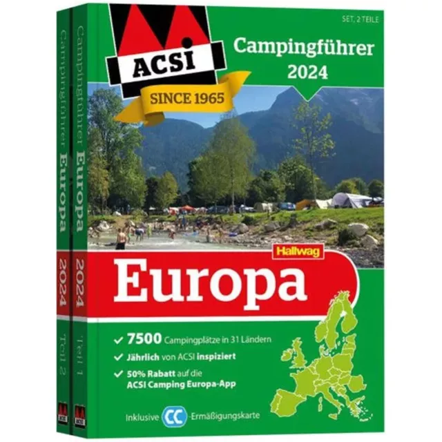 ACSI Campingführer Europa 2024 inkl. ACSI CampingCard Ermässigungskarte Deutsch