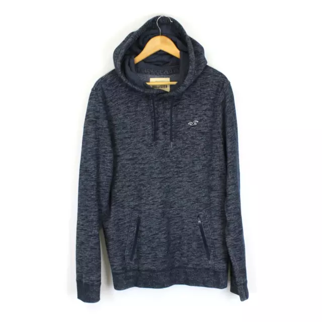 Hollister Uomo Maglione Taglia L Felpa con Cappuccio Cotone Blu Poliestere