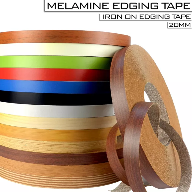 Furniture Edging Tape Iron On Pre Glued Melamine Strips Veneer Real Wood 20mm