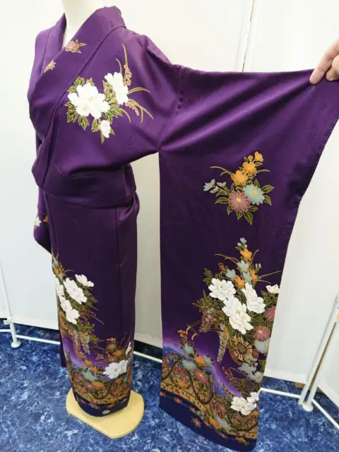 Furisode Kimono Japan For Coming-Of-Age Ceremonies, Pure Silk Long-Sleeved Kimon