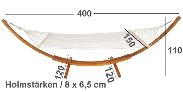 Hängematte mit Holz Gestell 4 Räder Liege Gartenliege 10