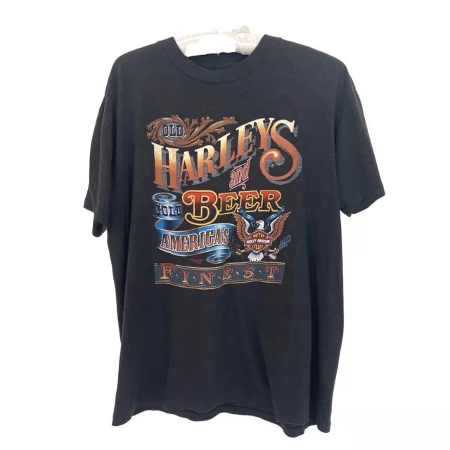 HARLEY DAVIDSON MENS T Shirt Gray Size XL Harley’s Beer 3D Emblem Logo ...