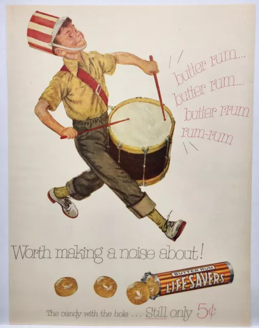 1953 Life Savers Butter Rum MCM Vintage Print Ad Man Cave Poster Art Deco 50's