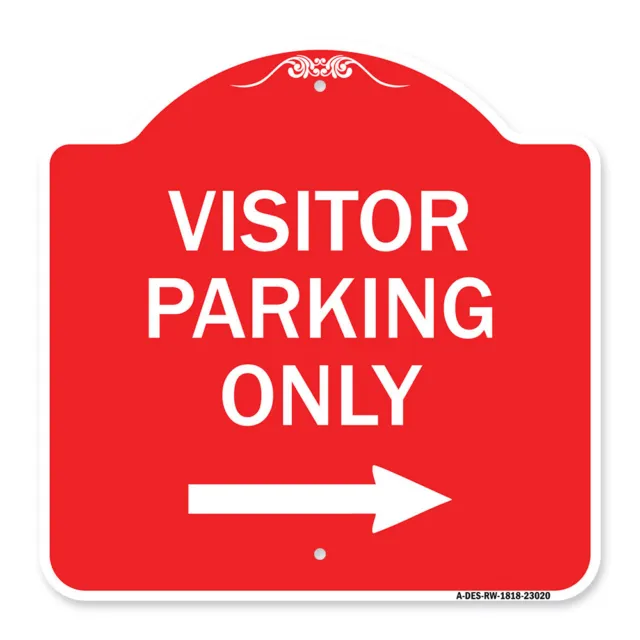 Designer Series Reserved Parking Sign Visitor Parking Only (With Right Arrow)