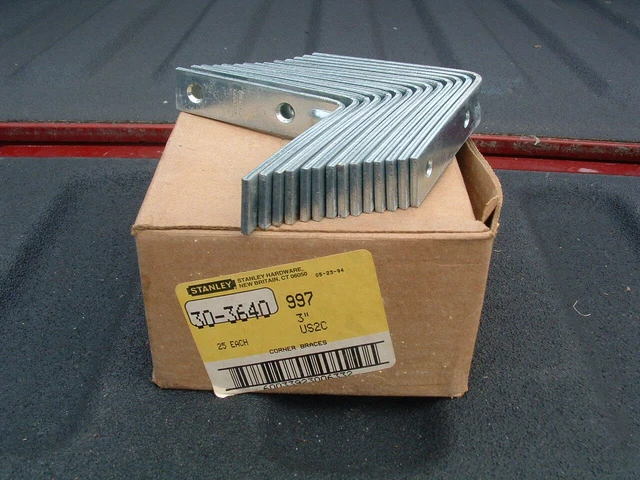 14 Brand New Heavy Duty 3" Corner Braces For Shelves Cabinets Stanley Hardware