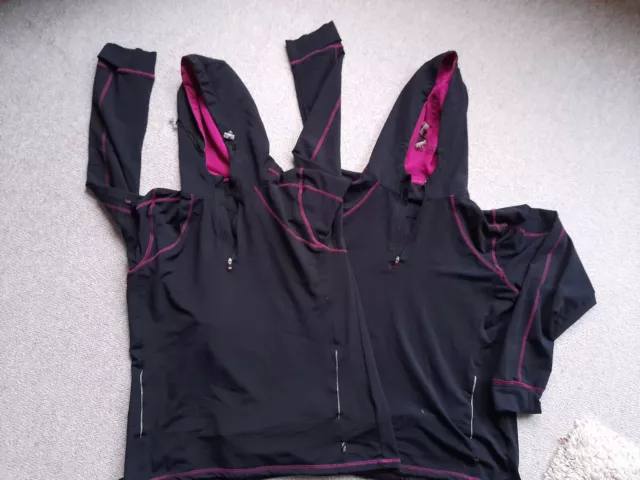 1 x TCM active Kapuzen Hoodie 42/44 schwarz magenta Stretch Sweatshirt Sport