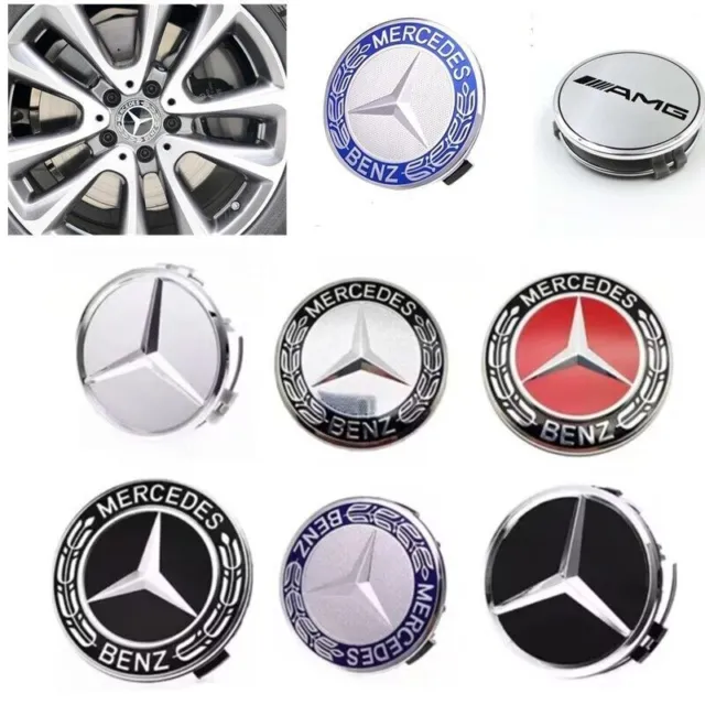 4 Stück 75MM Für Mercedes Benz Logo Nabendeckel Abzeichen Felgenabdeckung Emblem