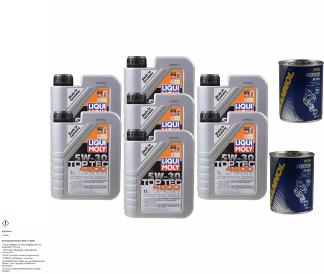 7L aceite motor Liqui Moly Top Tec 4200 5W-30 2x mannol Flusch Aditivo Para