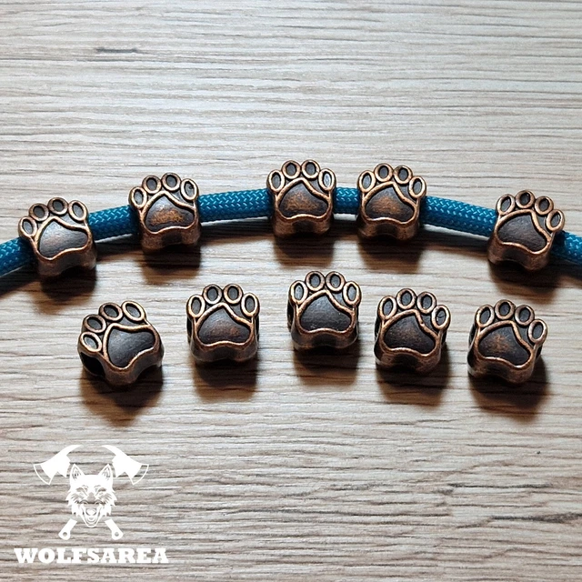 Großlochperlen 10 x Antik Rotkupfer Pfote Perlen Paracord Metallperlen Tatze