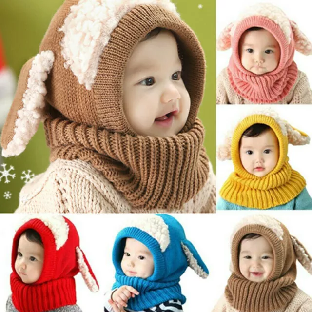 Baby Strickmütze Winter Mütze Schalmütze Schlupfmütze Sanft Fleece Mütze Hute