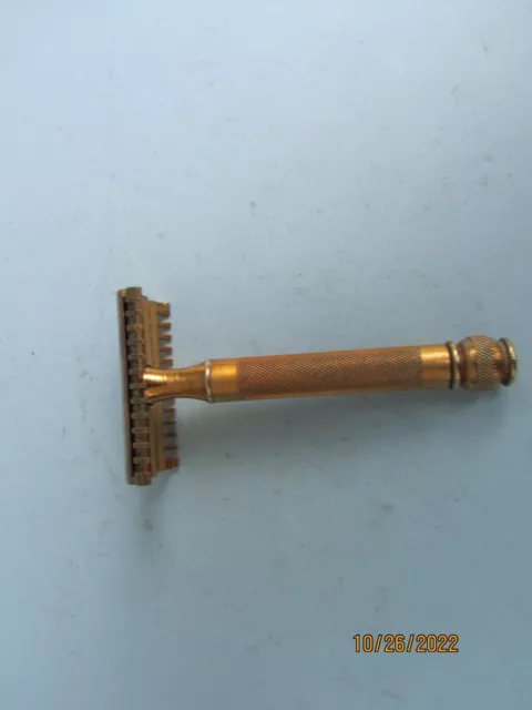 Gillette Gold Tone Brass Safety Razor Made by Gillette USA