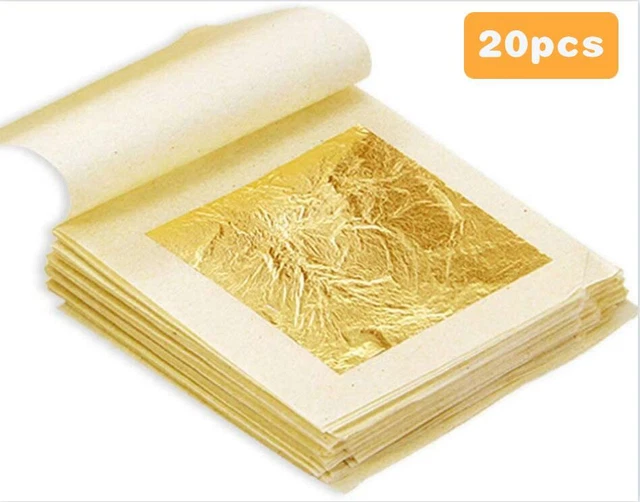 Lot De 50 Feuilles D'or 24 Carats SIM GOLD LEAF - 45x45 Mm, Base Incluse, Neuf