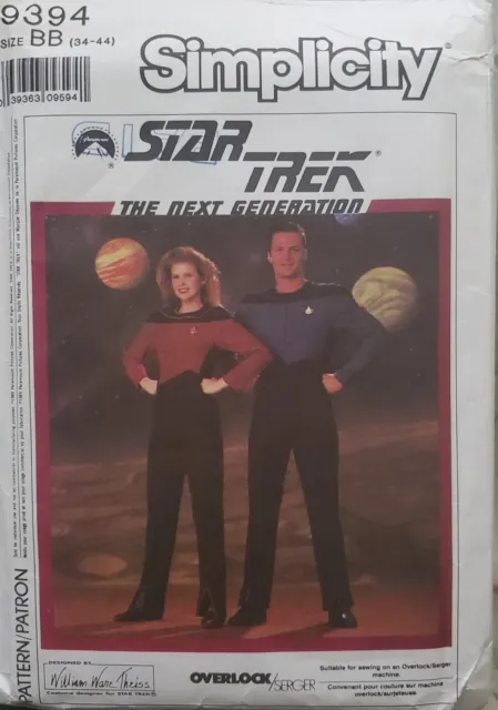 Patrón de costura: Simplicity 9394, Star Trek, vintage 1989, talla BB (34-44), nuevo