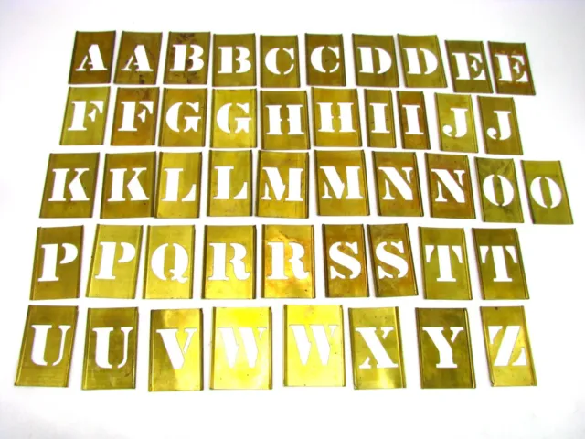 2" inch Brass Stencil SET Adjustable Interlocking Letter Number vtg Sign Making
