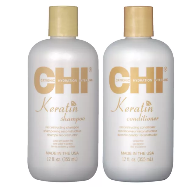 Farouk CHI Keratin Shampoo und Conditioner für geschädigten Haarverstärker 355 ml