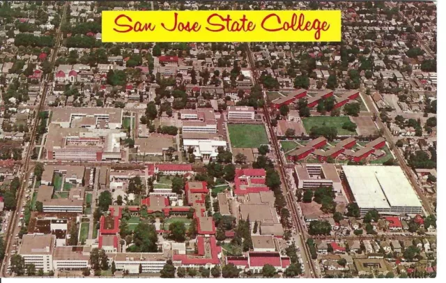 CN-135 CA San Jose, San Jose State College Aerial View Chrome Postcard