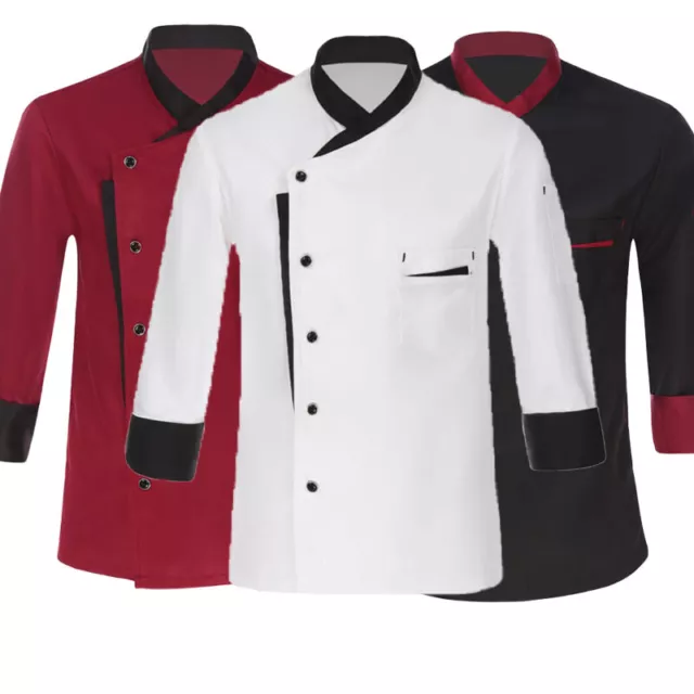 Unisex Long Sleeve Chef Coat Classic Chef Jacket Workwear Cooking Uniform Coats