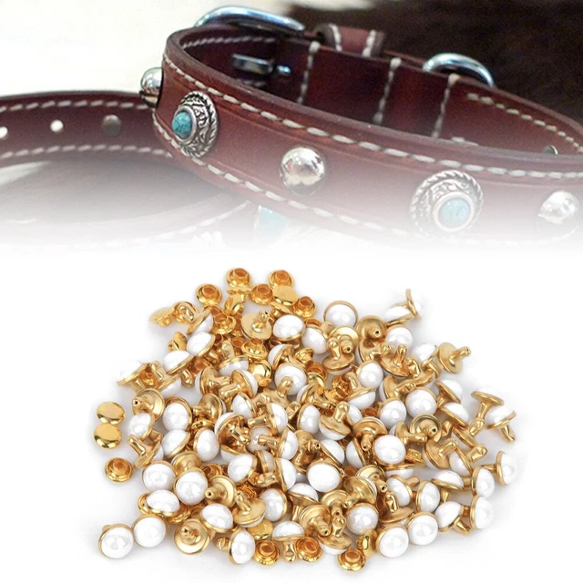 (7.5mm Cat's Eye Rivet With Handle White)DIY Rivet 100 Sets Decoration Colorful