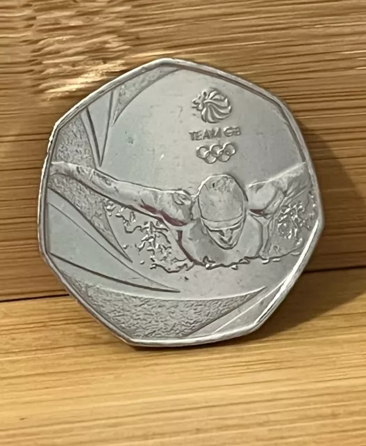 2016 Team GB Swimming Olympics Aquatics Swimmer 50p Fifty UK Coin Hunt VGC