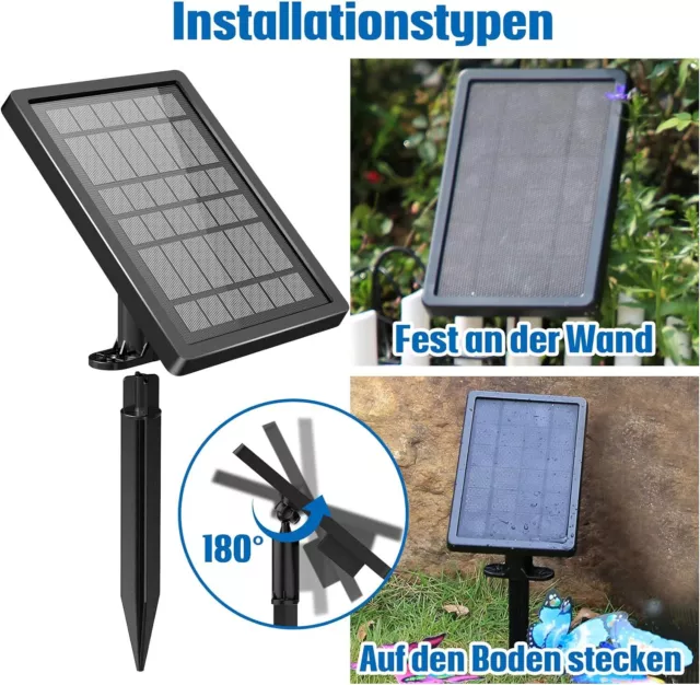 Solar Teichpumpe 5W mit Akku und LED Gartenteich Wasserspiel Gartenbrunnen DE