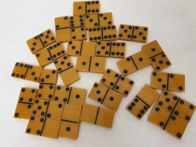 VINTAGE BAKELITE CATALIN DOMINOES 250 grams 28 pcs 100% OLD BAKELITE ! (ЮB30)