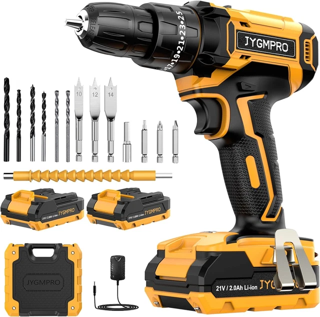 KUZUPRO Visseuse Devisseuse Sans Fil 21V, Perceuse Visseuse Sans Fil avec 2 Batteries 2000mAh, 25 3 Réglages de Couple Perceuse, 42Nm, 14 Accessoires, 2 Vitesses, LED Visseuse pour Bricolage KUZUPRO Visseuse Devisseuse Sans Fil 21V, Perceuse Visseuse Sans Fil avec 2 Batteries 2000mAh, 25 3 Réglages de Couple Perceuse, 42Nm, 14 Accessoires, 2 Vitesses, LED Visseuse pour Bricolage