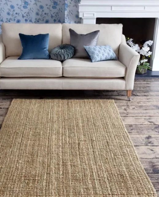 Nueva con etiquetas Sofisticada Alfombra Natural Laura Ashley 100% Hebilla de Yute, Grande 140 x 200 cm