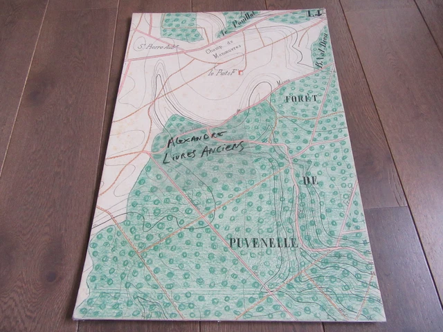 1890 Large Manuscript Plan Nancy Murder And Moselle Puvenel Forest