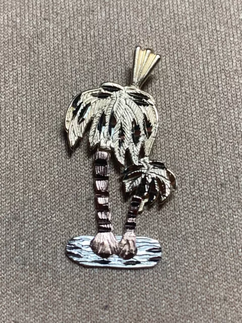 Vintage 14k Yellow Gold Michael Anthony Tri-Color Palm Tree Pendant 1.8 Grams