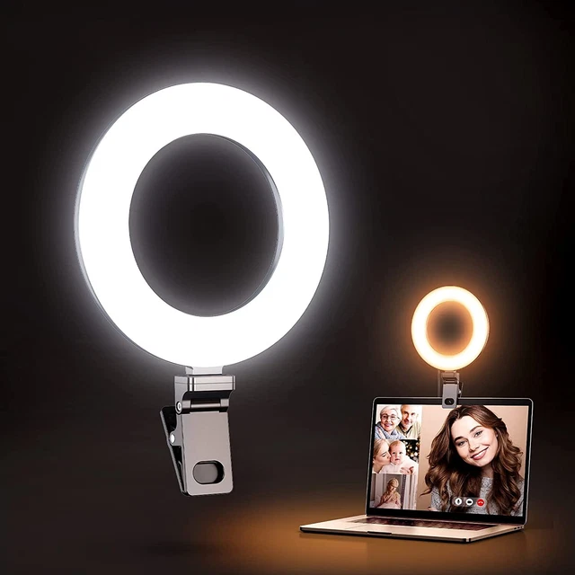 Iluminación de videoconferencia Kaiess, luz de anillo con clip de 6,5" para computadora portátil, Z