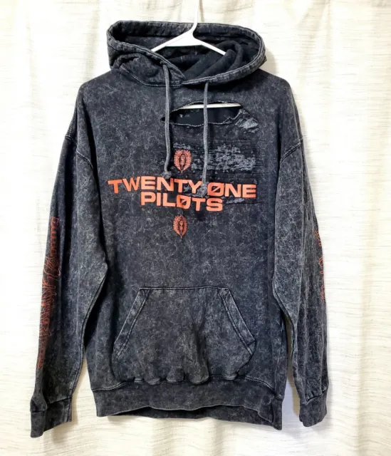 21 Pilots Bandito Tour Hoodie Sweatshirt Distressed Wash Size M Gray