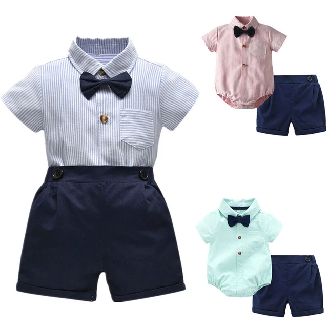 Tute da gentiluomo bambini maniche corte camicia tuta pantaloncini wedding set