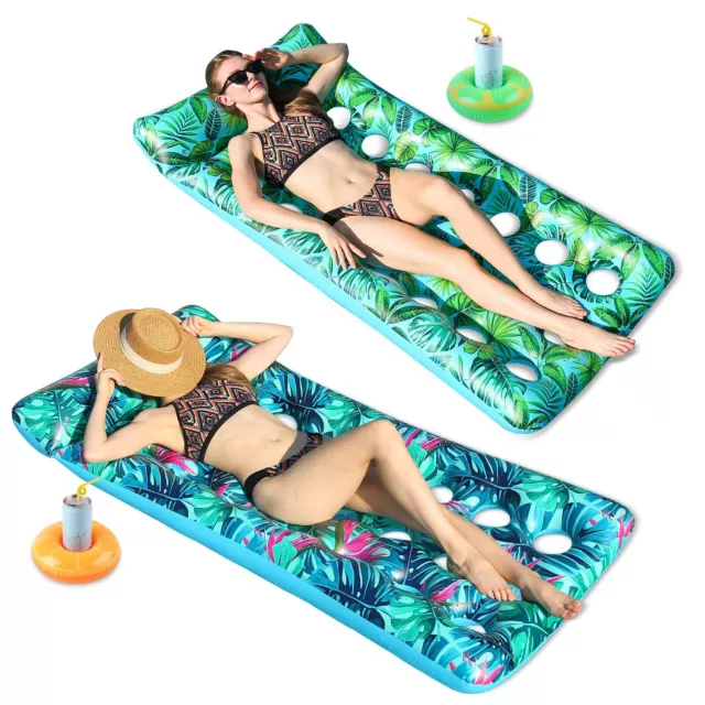 2 Pack Inflatable Pool Float Lounger Raft for Adults Floaties Oversized Headrest