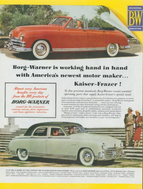 1949 Kaiser Frazer Borg Warner Convertible Mint Green Sedan Vtg Print Ad SP17