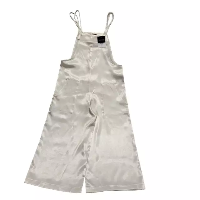 Topshop Beige Wide Leg Polyester Dungaree Uk Women's XS Bnwt W24-30 L21 L318