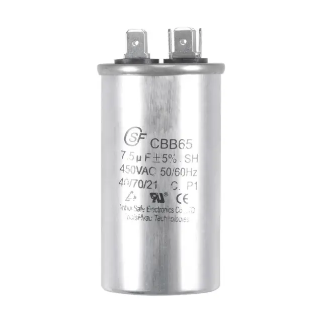 Condensateur Rond CBB65 7.5uF 7.5mfd 450V 40/70/21 Aluminium pour Climatisateur