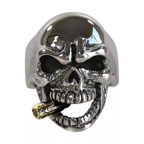 Sterling Silver Mafia Skull Biker Ring