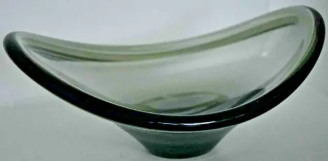 Vintage Holmegaard Per Lutken Smoked Gray Art Glass Bowl Signed 1955