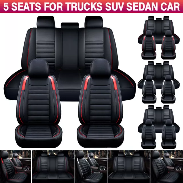 5 Seats Universal Car Seat Covers Deluxe PU Leather Seat Cushion Full Set Cover