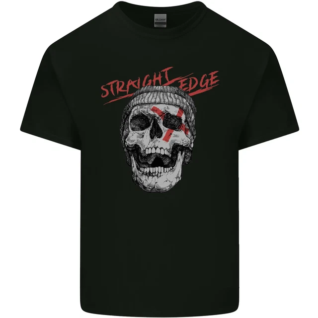 Straight Edge Skull Biker Motorcycle Kids T-Shirt Childrens