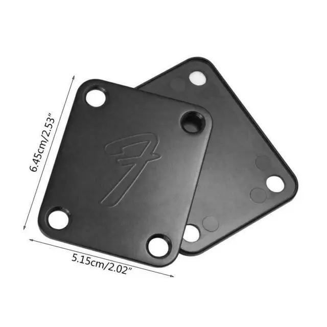 NECK PLATE & 4 vis -NOIRE Standard STRAT - TELE - Basse - Jazzmaster  avec  Logo