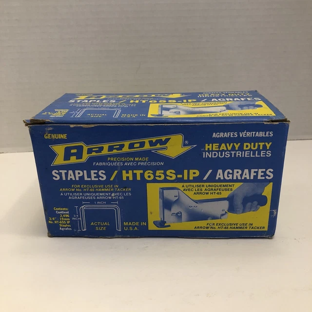Arrow Staples HT65 Heavy Duty Industrial 3/4"H X 1"W  19mm 2,496 staples per box